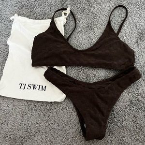 TJ Swim Matching Set in Chocolate Check Terry